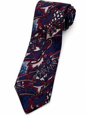 Pierre Balmain Vintage Silk Paisley Tie Navy Burgundy Italian Luxury